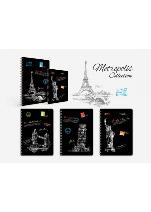 Knyga su spirale A4 80lap 70g lang METROPOL