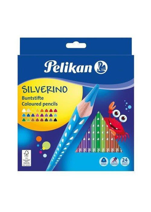 Pieštukai spalvoti trikampiai 24sp SILVERINO
