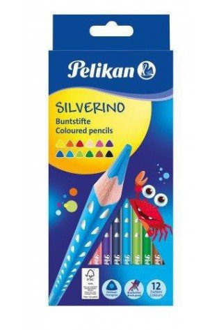 Pieštukai spalvoti trikampiai 12sp SILVERINO
