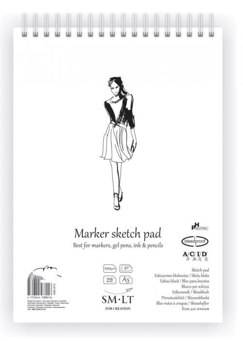 Markerinio popieriaus bloknotas A5 40l 100gsm