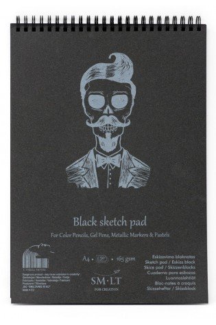 Bloknotas eskizams Authentic A4 30l, 165gsm, juodi lapai