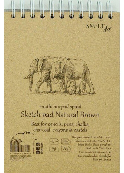 Bloknotas eskizams KRAFT Authentic A5 80l, 135gsm