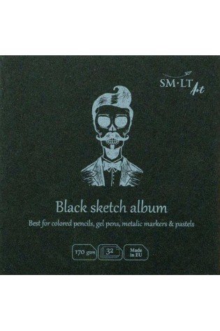 Juodi kvadratiniai lapai eskizams14x14cm, 32l 170gsm*