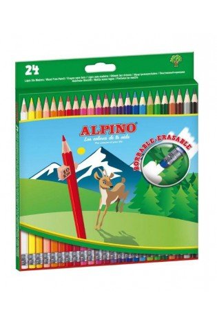 Pieštukai spalvoti ALPINO Erasable 24sp