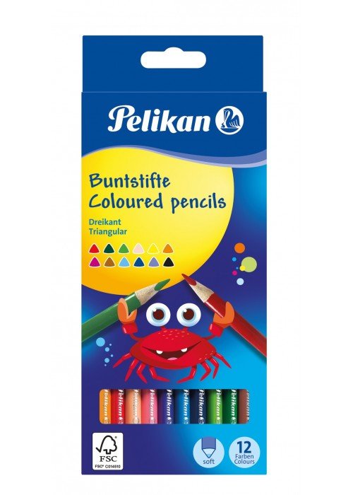 Pieštukai spalvoti trikampiai 12sp