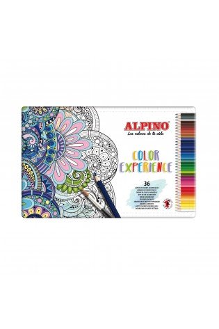 Pieštukai spalvoti ALPINO Color experience aqualine 36sp metalinėje dėžutėje