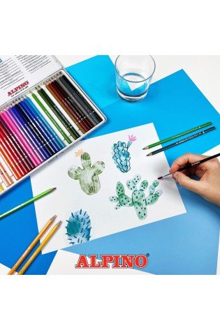 Pieštukai spalvoti ALPINO Color experience aqualine 36sp metalinėje dėžutėje