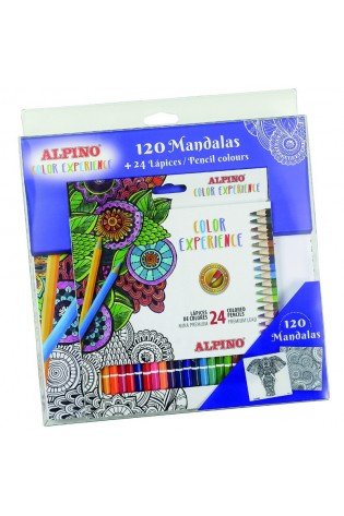 Pieštukų spalvotų ALPINO Color experience 24sp ir 120 mandalų rinkinys