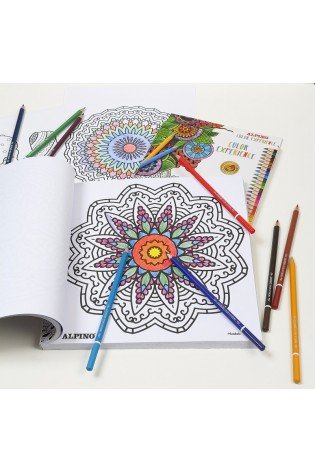 Pieštukų spalvotų ALPINO Color experience 24sp ir 120 mandalų rinkinys