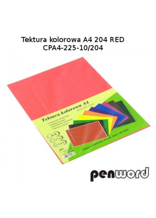 Kartonas A4/ 10l 225g PenWord raudonas