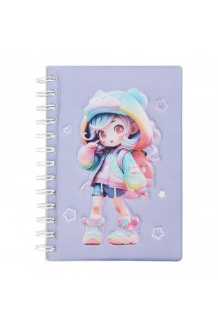 Užrašų knygutė su spirale CUTE 179x126mm 80lap linija violetinė