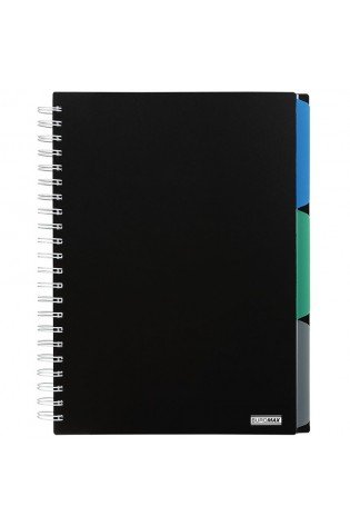 Sąsiuvinis su spirale, plastikiniu viršeliu CLASSIC A4 120lap., lang., juodas
