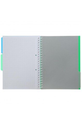 Sąsiuvinis su spirale, plastikiniu viršeliu BRIGHT A4 120lap., lang., žalias