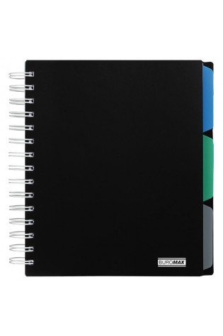 Sąsiuvinis su spirale, plastikiniu viršeliu CLASSIC B5 120lap., lang., juodas