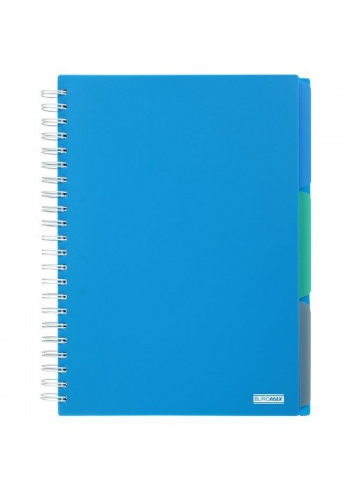 Sąsiuvinis su spirale, plastikiniu viršeliu BRIGHT B6 100lap., lang., melynas