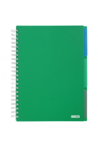 Sąsiuvinis su spirale, plastikiniu viršeliu BRIGHT B6 100lap., lang., žalias