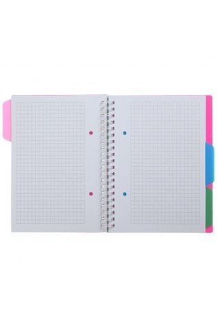 Sąsiuvinis su spirale, plastikiniu viršeliu BRIGHT B6 100lap., lang., avietinis