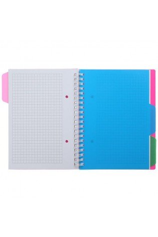 Sąsiuvinis su spirale, plastikiniu viršeliu BRIGHT B6 100lap., lang., avietinis