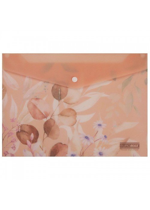 Aplankas-vokelis su spaustuku A4 ARABESKI persikinis