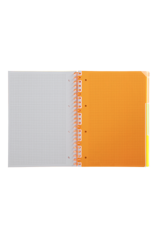 Sąsiuvinis su spirale, plastikiniu viršeliu NEON A4 120lap., lang., geltonas