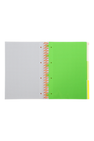 Sąsiuvinis su spirale, plastikiniu viršeliu NEON A4 120lap., lang., geltonas