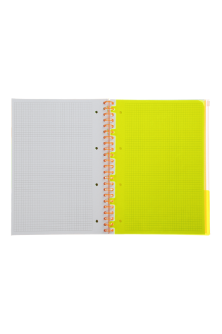 Sąsiuvinis su spirale, plastikiniu viršeliu NEON A4 120lap., lang., geltonas