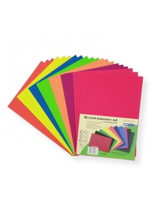Kartonas A4/ 20l 225g PenWord Fluo MIX