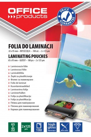 Laminavimo vokeliai, folija 65x95mm 2x125mic 100vnt