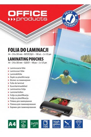 Laminavimo vokeliai, folija A4 2x125mic 100vnt