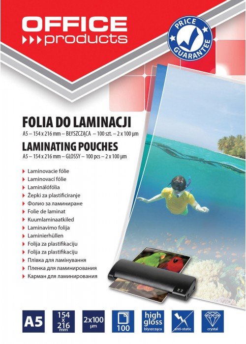 Laminavimo vokeliai, folija A5 2x100mic 100vnt