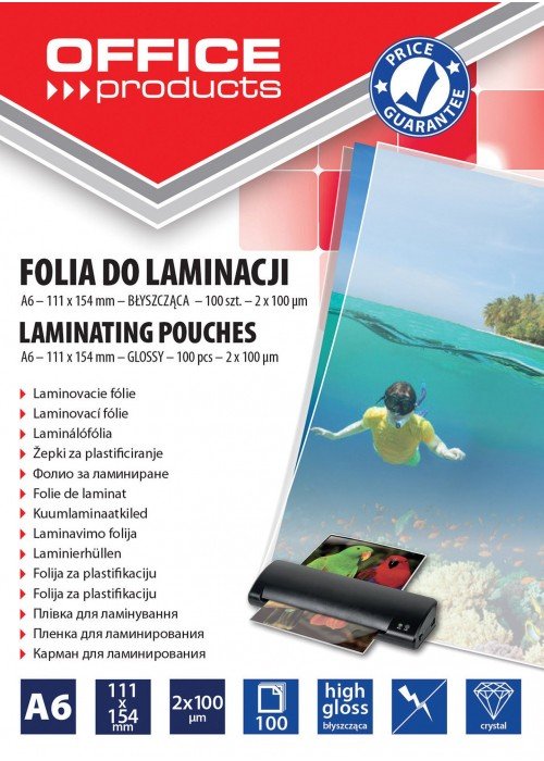 Laminavimo vokeliai, folija A6 2x100mic 100vnt