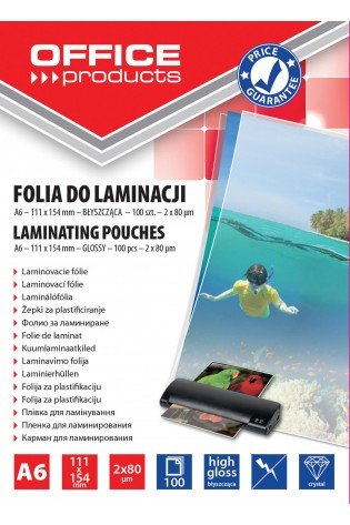 Laminavimo vokeliai, folija A6 2x80mic100vnt