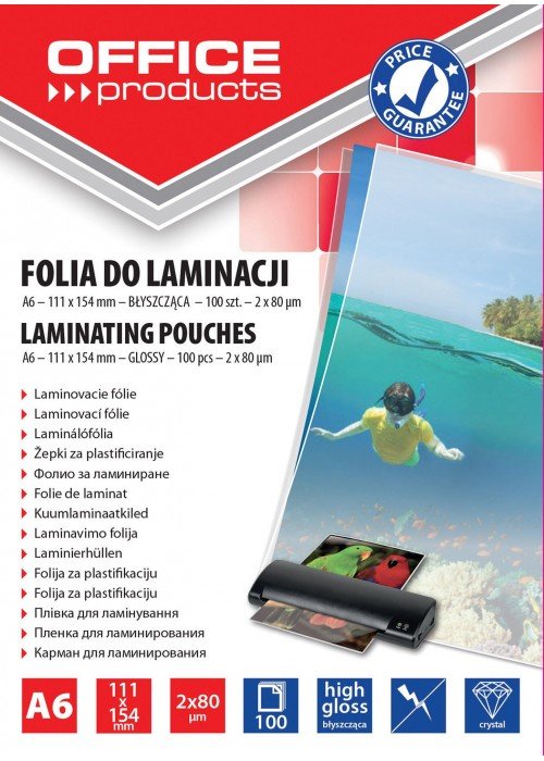 Laminavimo vokeliai, folija A6 2x80mic100vnt