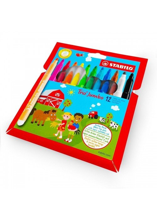 Flomasteriai TRIO Jumbo 12sp.