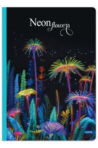 Knyga A5 96lap 70g linija NEON FLOWERS