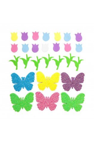 Lipdukai iš putų TULPĖS ir DRUGELIAI 92vnt