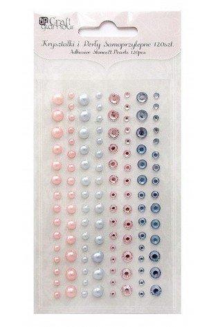 Lipnūs kristalai ir perlai 120vnt.rau+me