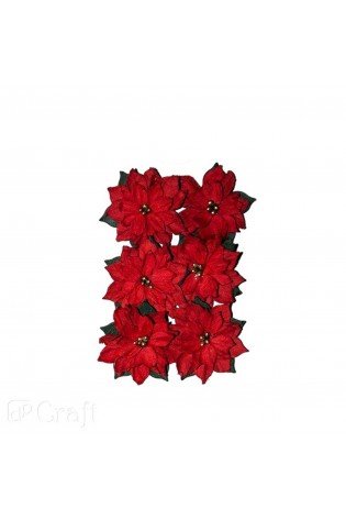 Popierinės gėlės PUANSETIJA,raud.6vnt.