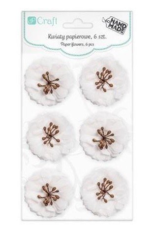 Gėlės iš tekstilės 4,5cm baltos 6vnt