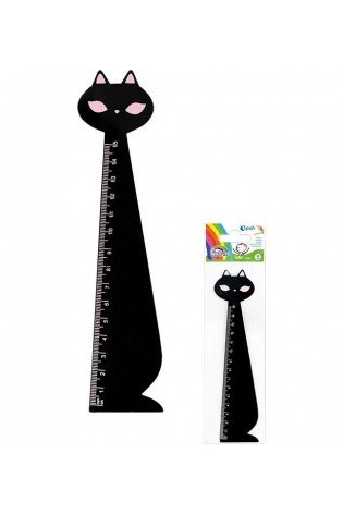 Medinė liniuotė 15cm KATĖ juoda