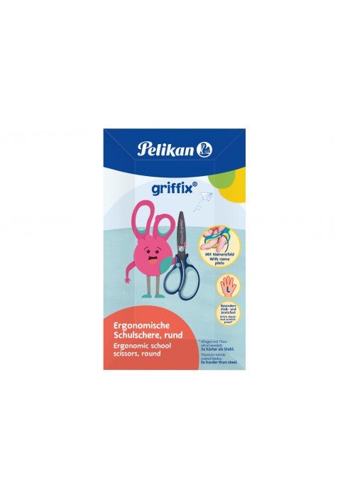 Žirklės kairiarank. bukais galais GRIFFIX 14cm mėta-tamsiai mėlynos