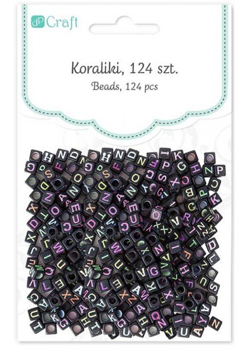 Karoliukai juodi RAIDĖS 124vnt