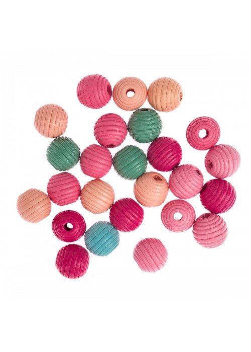 Karoliai mediniai 15mm 25vnt