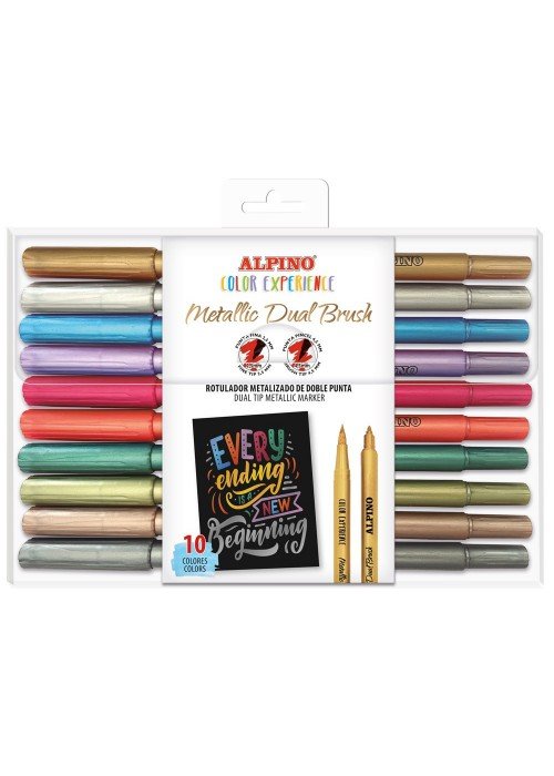 Žymekliai ALPINO Color experience metallic dual brush 10sp