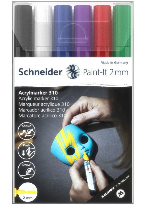 Žymekliai akriliniai Paint-lt 310 2mm 6vnt mix bls