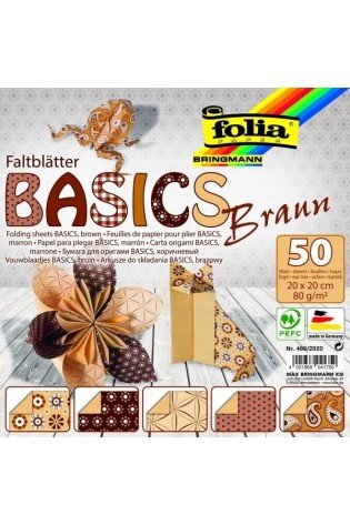 Origami 20x20/ 50l Folia rudi motyvai