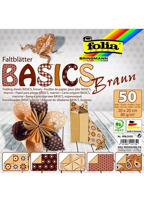 Origami 20x20/ 50l Folia rudi motyvai