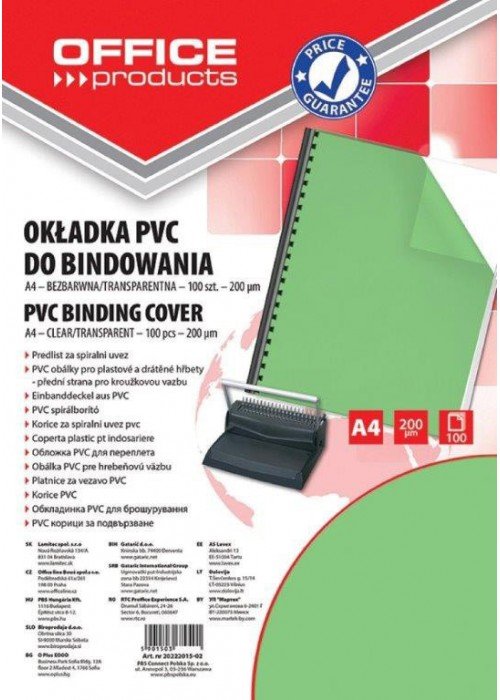 Įrišimo viršeliai PVC skaid.žal.A4 0,2mm