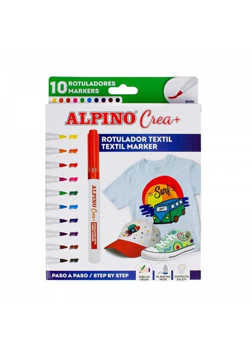 Žymekliai tekstilei ALPINO Crea+ 10sp 4mm