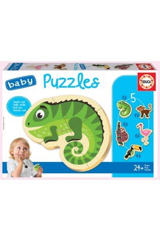 5 dėlionės (puzzle) TROPINIAI GYVŪNAI 2-4 metų